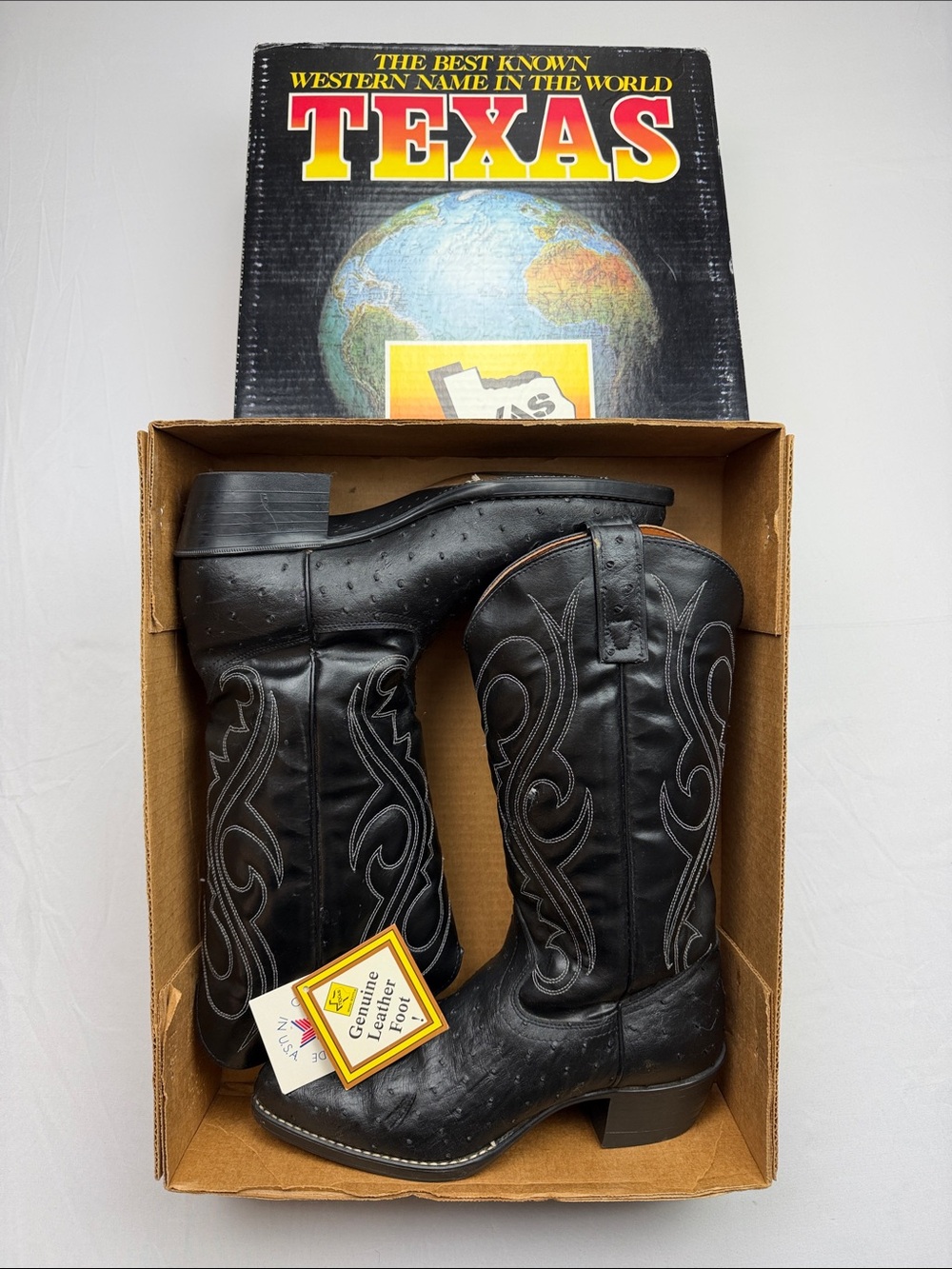 Vintage Texas Brand Full Quill Ostrich Cowboy Boots
